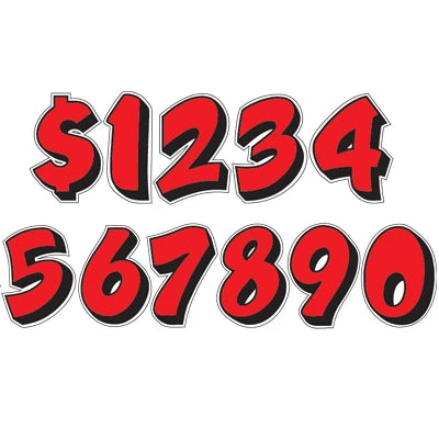 10" Die Cut Red & Black Graphic Numbers