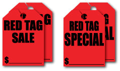 RED TAG SALE & RED TAG SPECIAL Mirror Hang Tags