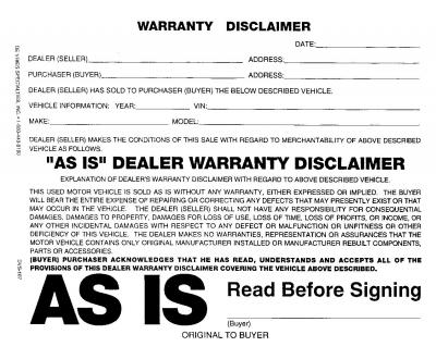 WARRANTY DISCLAIMER