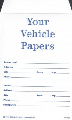 YOUR VEHICLE PAPERS Envelopes