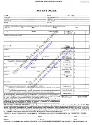 BUYERS ORDERS W/ ARBITRATION 3-PART