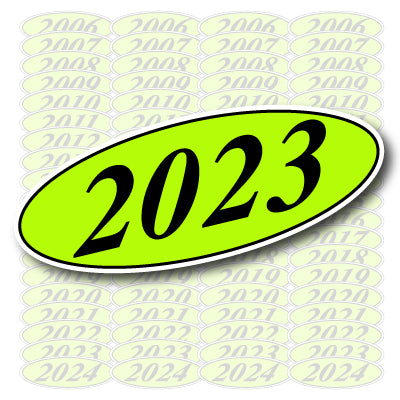 Bright Green and Black Oval Year Model  Decals