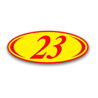 Red and Yellow Oval Year Decals