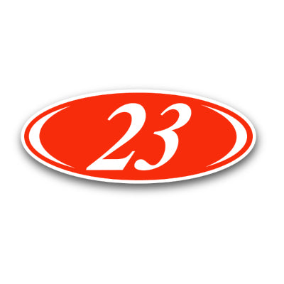 Bright Red and White Small Oval Year Stickers