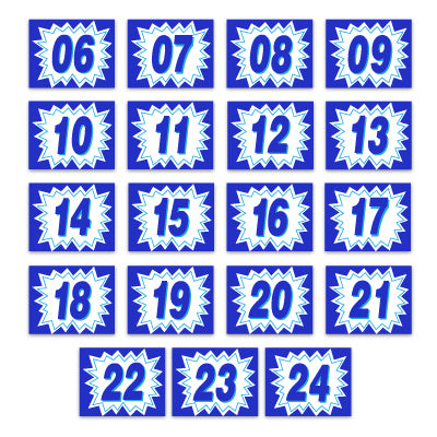 Blue & White Starburst Year Stickers