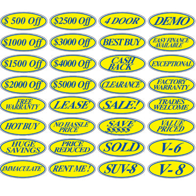 Blue & Yellow Oval Auto Stickers