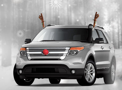 REINDEER ANTLER CLIP-ON CAR SET