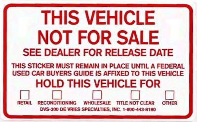 Car Dealer Not For Sale Stickers
