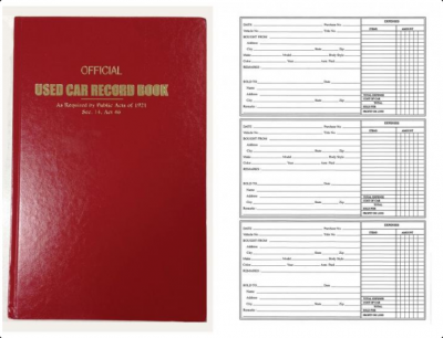 USED CAR RECORD BOOK