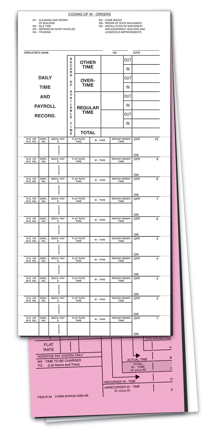 Job Time Tickets (JT-VWOA-3286-AB)