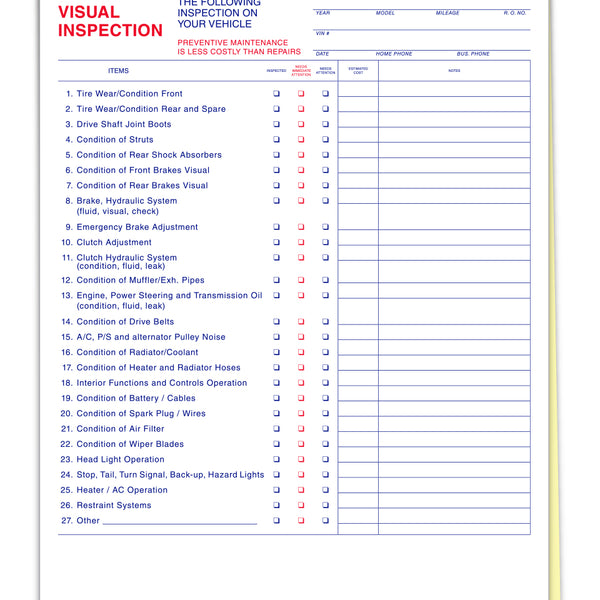 27 Point Inspection Forms