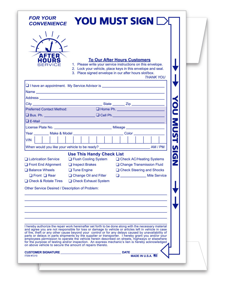 NIGHT DROP BOX ENVELOPES