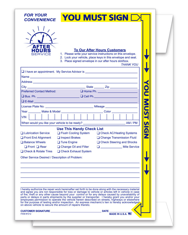 NIGHT DROP BOX ENVELOPES - YELLOW HIGHLIGHT