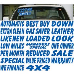 BLUE & WHITE DIE-CUT WINDOW SLOGANS