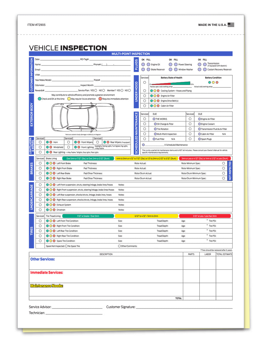 Multi-Point Inspection Forms (2 Part)