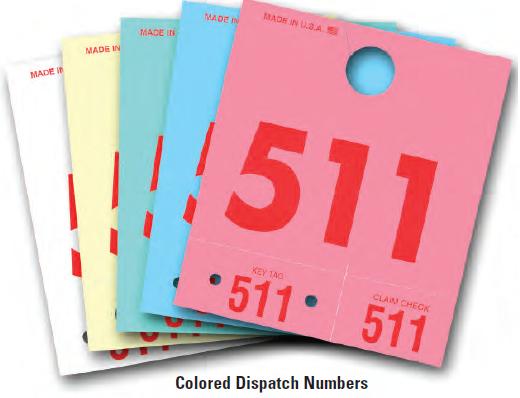 Colored Service Dept. Dispatch Numbers