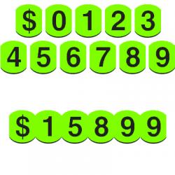 Fluorescent Green & Black 6" Numbers
