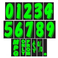 Fluorescent Green & Black 11.5" Numbers