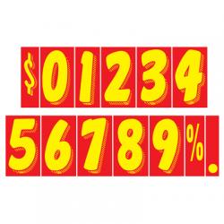 Bright Yellow & Red 11.5" Numbers