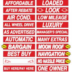 Red & White 15" Auto Stickers