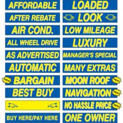 Bright Yellow & White 15" Auto Stickers