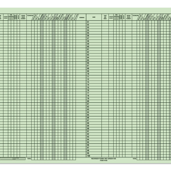 Big Green Route Sheets