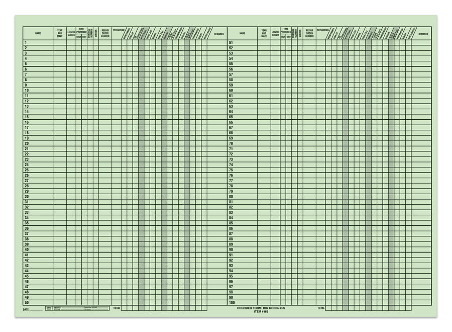 Big Green Route Sheets