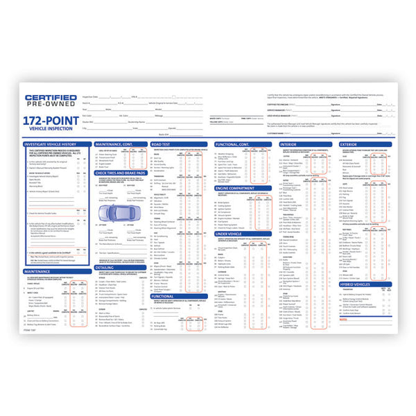 CERTIFIED PRE-OWNED Vehicle Inspection Forms