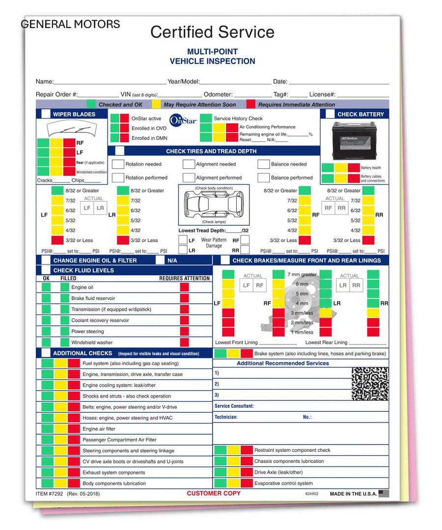 Manufacturer Multi-Point Inspection Forms