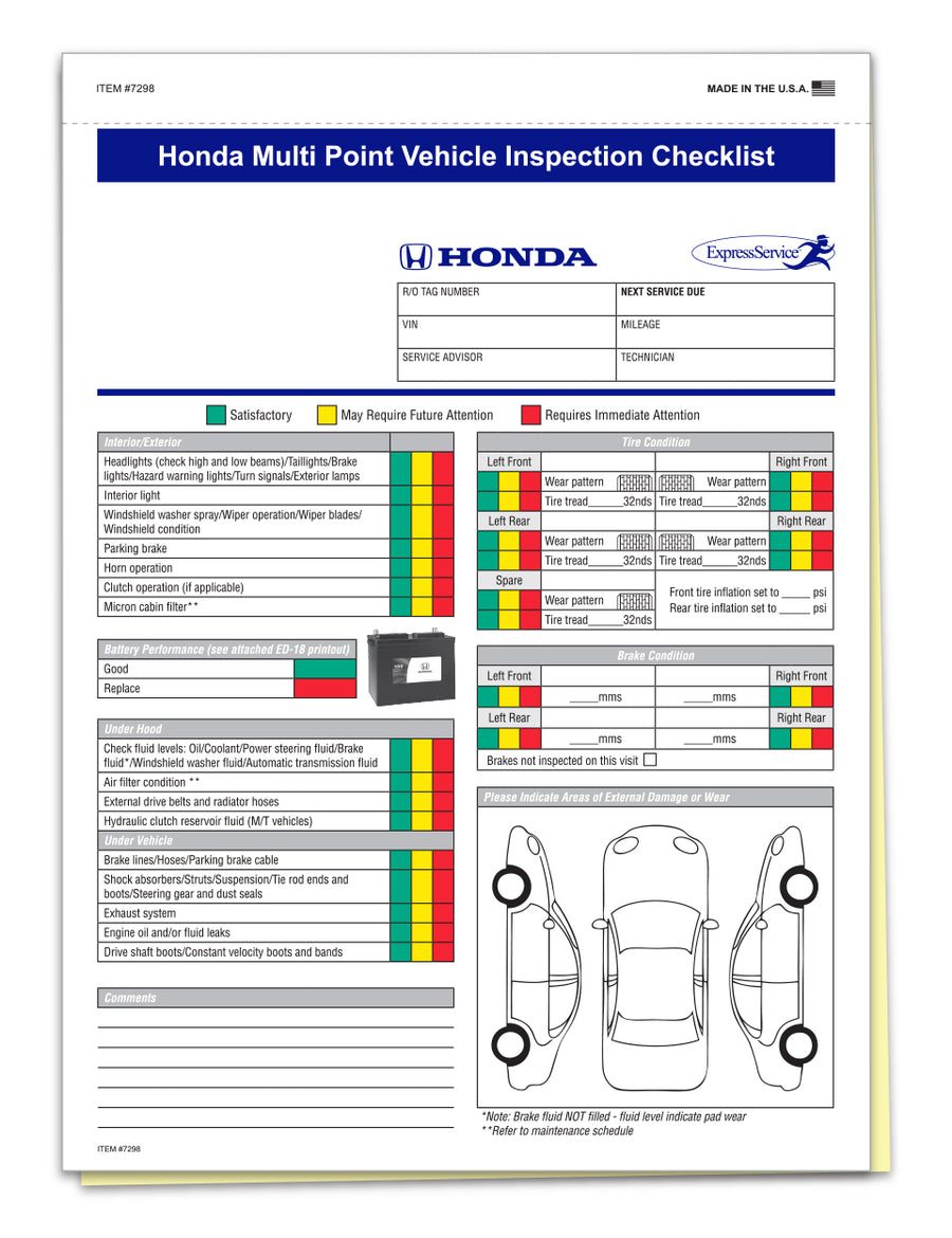 Manufacturer Multi-Point Inspection Forms