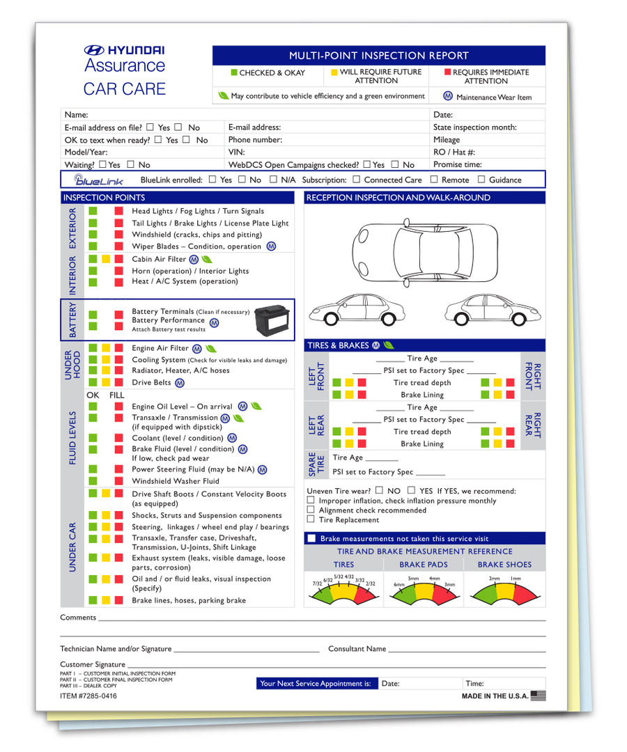 Manufacturer Multi-Point Inspection Forms