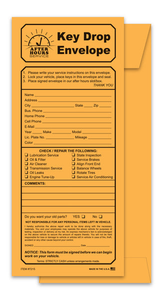 KEY DROP ENVELOPES
