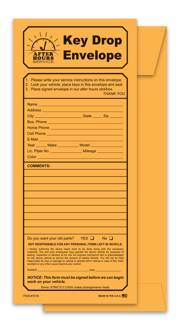 KEY DROP ENVELOPES