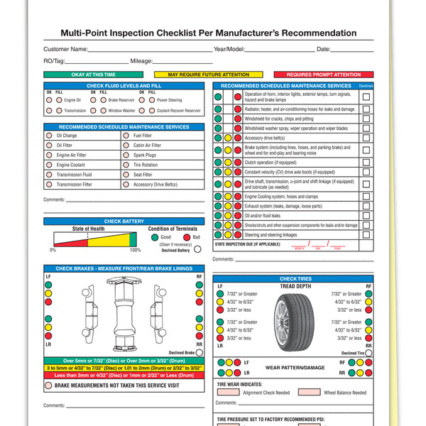 Multi-Point Inspection Forms (2 Part)