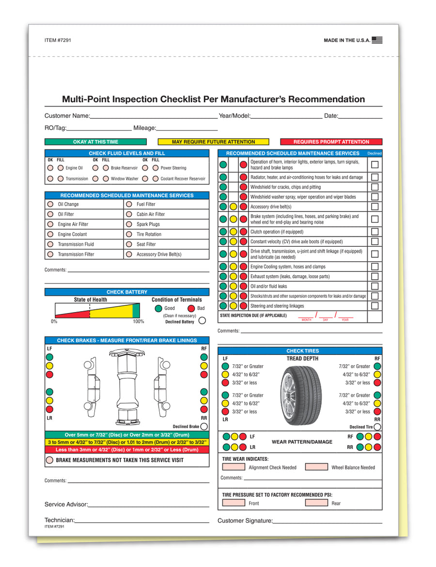 Multi-Point Inspection Forms (2 Part)