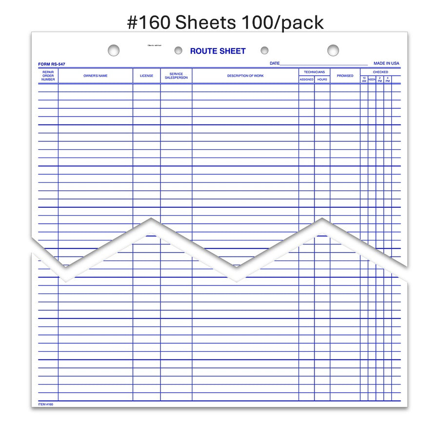 Daily Service Route Sheets RS-547