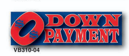 Logo with '0 Down Payment' text on a blue background