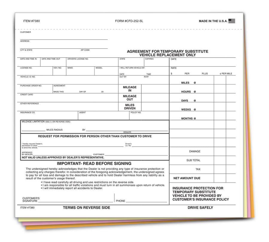 Substitute Vehicle Agreements