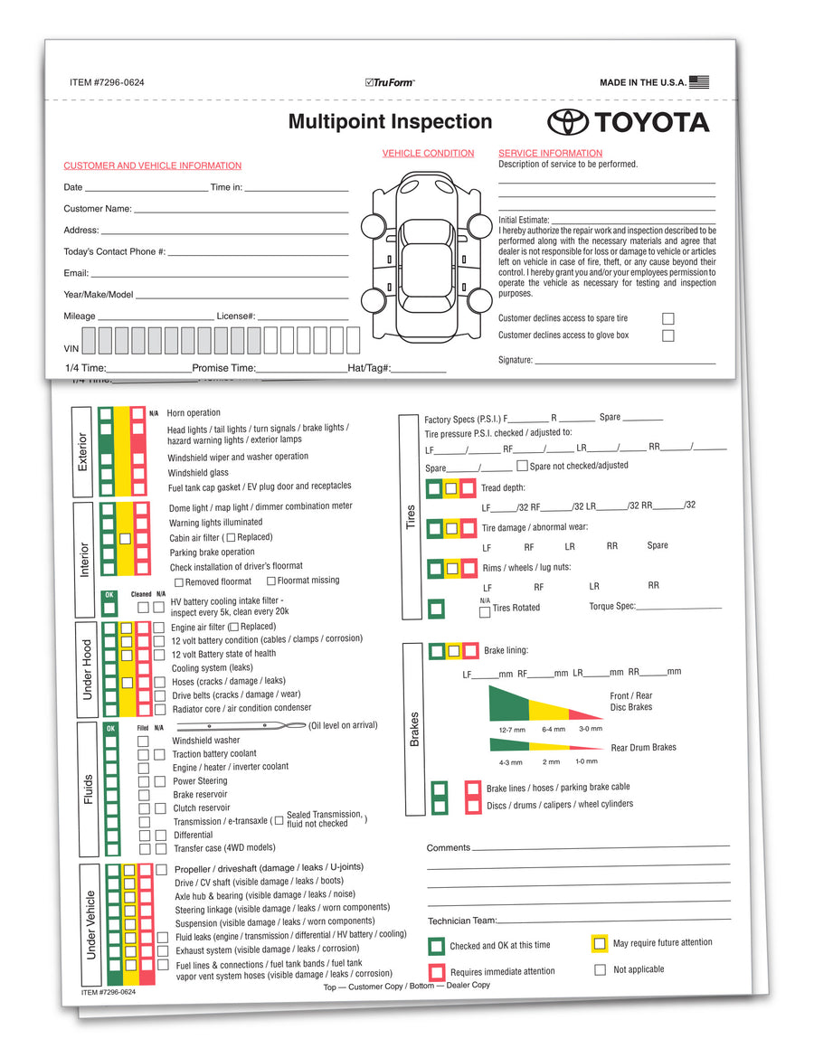 Manufacturer Multi-Point Inspection Forms
