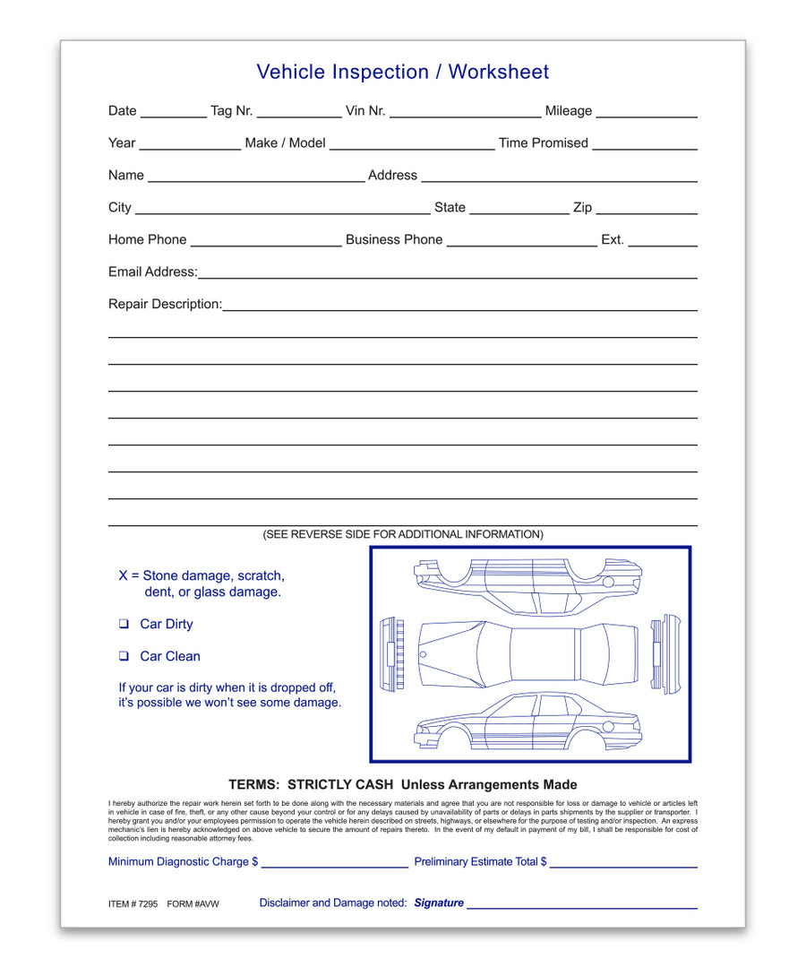 Vehicle Inspection Worksheet