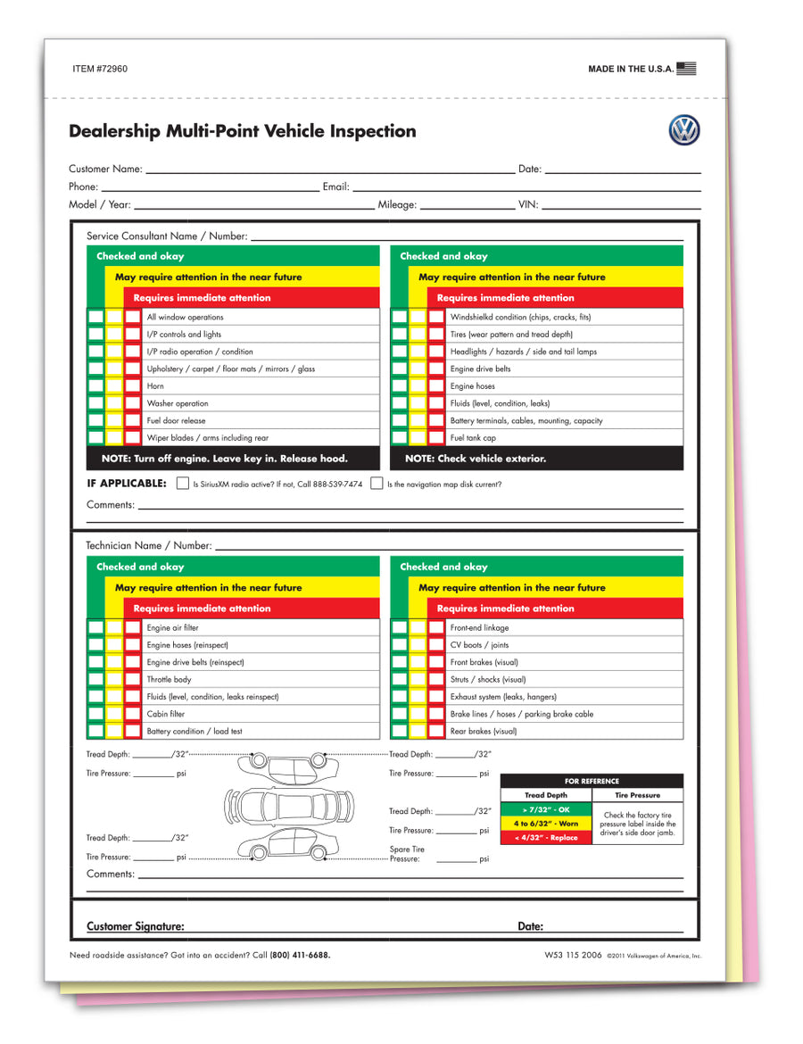 Manufacturer Multi-Point Inspection Forms